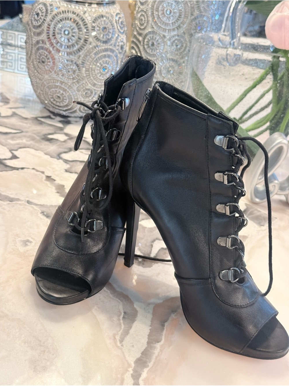 Black Leather Women’s Booties
Guess